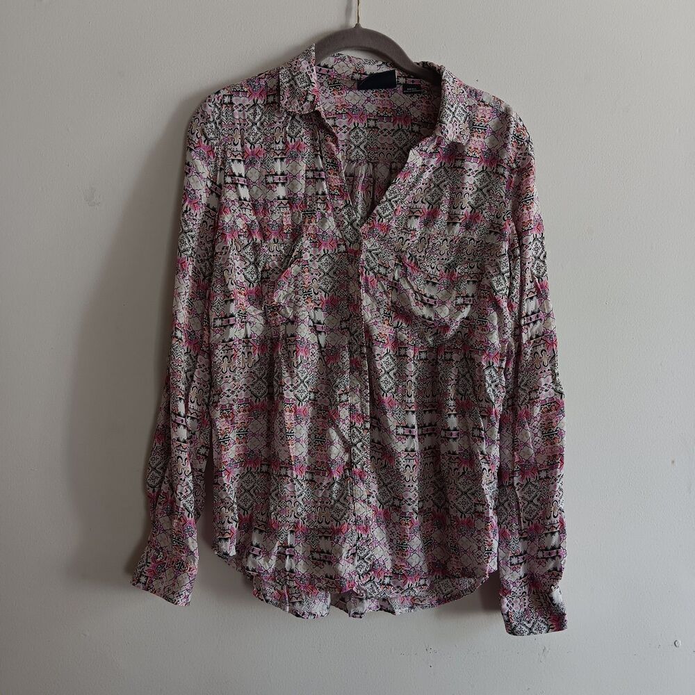 Anthropologie Maeve Islet Floral Print Button Down Rayon Casual Summer Beach